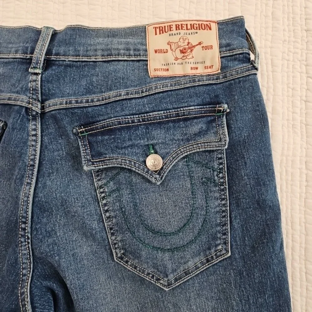 True Religion Geno Big T Flap Jeans Men's 36x32 Med Wash‎ Relaxed Slim NWT NEW